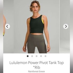 Lululemon Power Pivot Tank *Rainforest Green